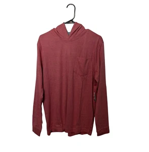 Johnnie O Shirt Mens Medium Red Hooded Long Sleeve Lightweight Beach Preppy NEW - Picture 1 of 10