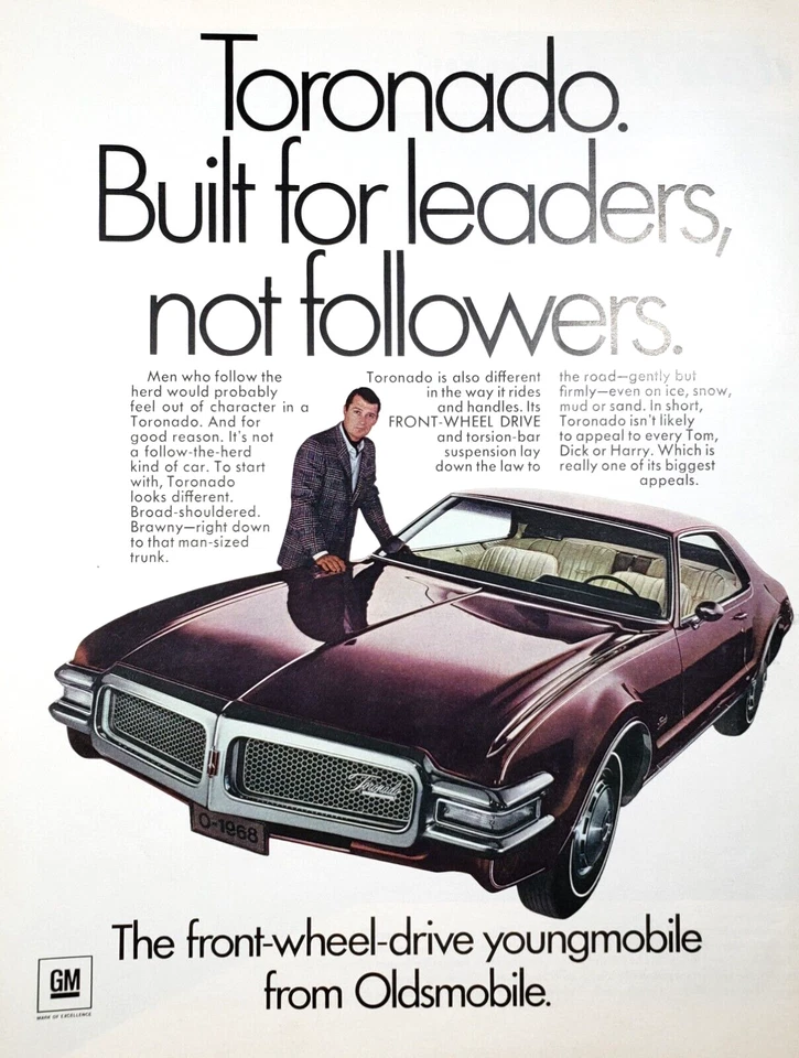 PRINT AD 1968 Toronado Youngmobile from Oldsmobile Built for Leaders Plum - Image 1 of 1
