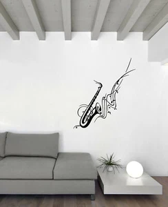 Vinyl Wall Decal Musical Room Decor Saxophon Jazz Blues Notes Music (n1684) - Picture 1 of 3