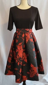 Vintage Black & Red Retro Swing Dress Fit & Flare Floral Sz 6 ♡ Audreycore ♡ - Picture 1 of 10