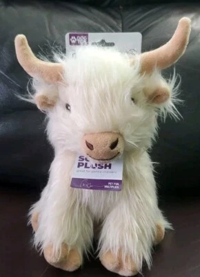 Multipet 9" Highland Cow Dog Toy w/Squeaker , Cuddle/Toss, Beige, Soft Plush New - Image 1 of 3