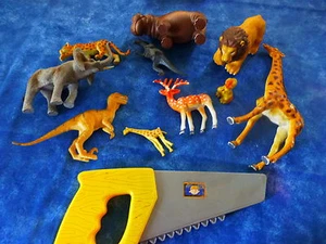 to play boy lot 10 pieces savannah animals + a free saw - Picture 1 of 2