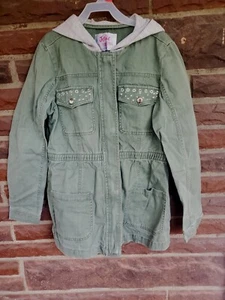 Justice Army Green Olive Bomber Jacket girls Size 12 - Picture 1 of 5