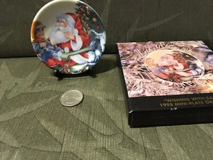 Harley Davidson 1998 Mini Plate Christmas Ornament "Wishing With Santa" RETIRED - Picture 1 of 4
