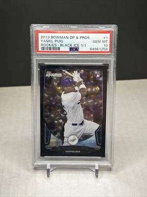 2013 Bowman Draft Picks Black Ice Rookie RC 1/1 Yasiel Puig - Image 1 of 4