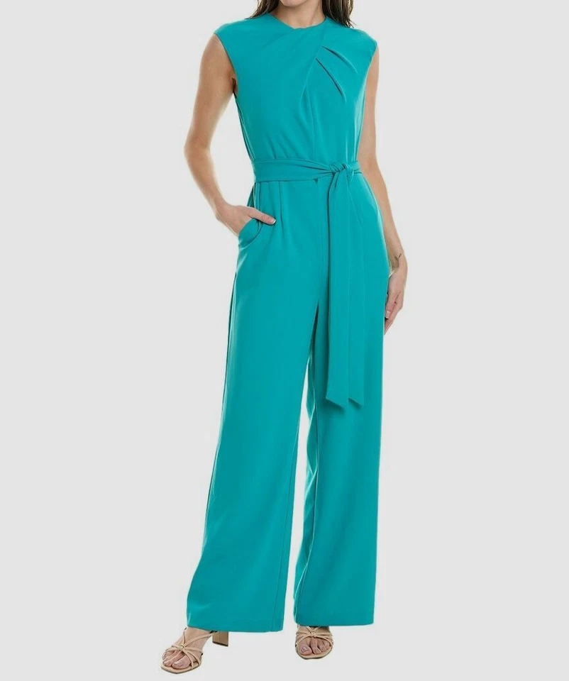Tahari ASL Women's Blue Sleeveless Tie Waist Jumpsuit Size 16 - Image 1 of 1