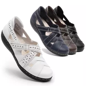 Women Loafers Slip On Comfortable Casual Walking Sandals Flats Work Shoes - Picture 1 of 48