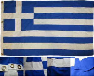 3x5 Embroidered Greece Premium Quality 100% Cotton Flag 3'x5' Banner Grommets - Picture 1 of 9