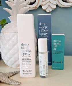 This Works Deep Sleep Pillow Spray 75ml/2.5 fl oz & Stress Check Roll On 8ml/.27 - Picture 1 of 3