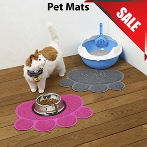 Pink PAW Feed Placement Pet Dog Puppy Cat Feeding Mat Pad PVC Dish Bowl Food UK - Imagen 1 de 7