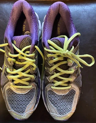 Asics Gel-Kayano 21 Women's Running Shoes Gray/Purple/Neon Green Size 8 - Image 1 of 4