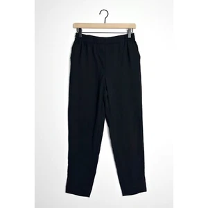ANTHROPOLOGIE The Essential Pull-On Trousers Ankle Crop Pants Black size XS - Picture 1 of 10