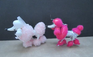 2- Barboncino cane rosa e argento fuzzy ornamenti comici paillettes pom floccati - Foto 1 di 9