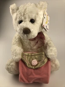 Zales Gund White Plush, Stuffed Teddy Bear With Bow, Pink Ring Purse and Tag - Picture 1 of 6