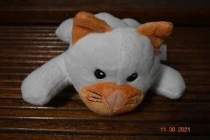 Rare 8.5” Melissa And Doug Plush White Cat with Orange Tail Ears Snout Belly - Picture 1 of 3