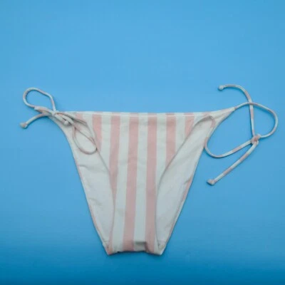Traje de baño Victorias Secret mediano blanco rosa a rayas corbata brasileña parte inferior de bikini Foto 1 de 4