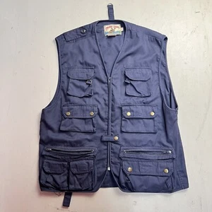 VINTAGE Moose Creek Vest Adult L Blue Hunting Fishing Full Zip Pockets - Picture 1 of 15