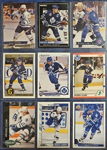 Wendel Clark Maple Leafs Assorted Years, Brands, Insert, Hockey Card Lot (9) NM