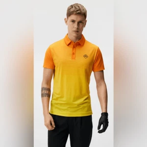 Polo de golf J. Lindeberg The Lowell delgado degradado naranja/amarillo para hombre nuevo con etiquetas - XXL - Imagen 1 de 12