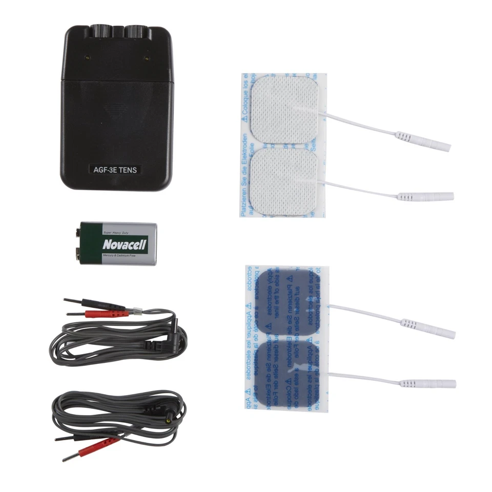 Drive Tens Unit Agf-3e Dual Channel 4 Electrodes Portable Hard Case OTC