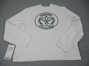 LULULEMON Sweater Women's Extra Large Pullover White Tennis Club French Terry - Picture 1 of 15