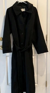 Abercrombie & Fitch Cappotto Lungo Pea Misto Lana Cintura Nero XL City Preppy Caldo - Foto 1 di 8