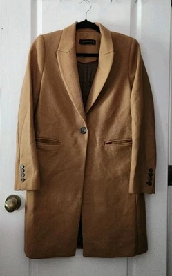 Abrigo Blazer Zara Mujer Mezcla Lana Forrado Bolsillos Camel Talla M Foto 1 de 4