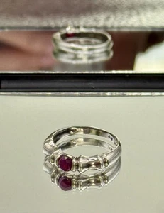 Elegant Natural Burmese Ruby Facet Silver Ring Unisex Size-5.75 - Picture 1 of 2