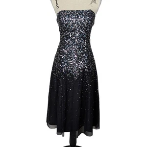 Scala trägerloses Cocktailkleid Pailletten Tüll Fit and Flare schwarz Small - Bild 1 von 17