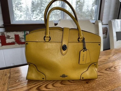 Coach Grain Mercer 30 Satchel F37575 DKFLX Purse/bag EX Yellow/gold - Image 1 of 4