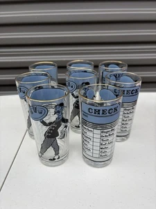 Vaso de 8 MCM negro y azul camarero a cuadros - mediados de siglo - Imagen 1 de 7