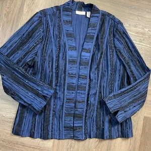 Chicos Earlene Spitzenjacke Damen 3 XL blau schwarz Perlen künstlerisch Urlaub Party - Bild 1 von 6