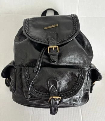 Montana West Select Black Leather Backpack Handbag 13” Studded Pockets Soft VGC - Image 1 of 4