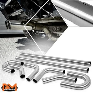 Stainless Steel 2XStraight& 45 90 Degree & U-Bend 8Pcs 2.0"OD Exhaust Pipe Kit - Picture 1 of 6