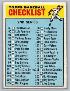 Topps #101a 1966 segunda serie lista de verificación: 89-176 - Imagen 1 de 2