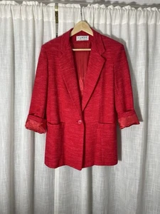 Dumas Vintage Red Raw Silk Blazer Size M/L - Picture 1 of 7