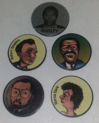 POGS OJ Simpson Pog Slammers  M.Clark,R.Shapiro,Judge L.Lio, J.Cochran Jr. ~5 Pc - Image 1 of 3