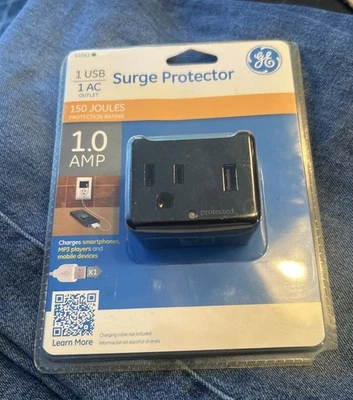 GE Surge Protector 14563 NEW SEALED 1 USB 1 AC Outlet 1.0 AMP 150 JOULES READ - Image 1 of 4
