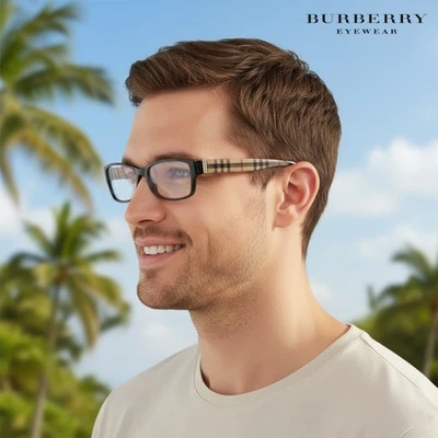 Marco óptico/recetado de borde completo a cuadros Burberry B2094 3001 para hombre Foto 1 de 4