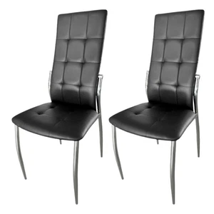 Pack de 2 Sillas de Comedor Salón Laci, Polipiel Cromadas Negro 45x101x51 cm - Imagen 1 de 8