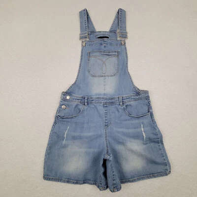 Calvin Klein Jeans Denim Short Overalls Girls XL 16 Blue Cotton Poly Blend - Image 1 of 4