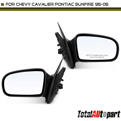 2Pcs Black Manual Mirror for Chevrolet Cavalier Pontiac Sunfire 1995 1996-2005 - Image 1 of 4