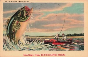 Postcard MN Blue Earth Minnesota-Series 925 Freak Fish-Vintage Linen c1948 (D14) - Picture 1 of 4