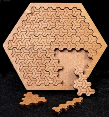 Brain Teaser Wood Jigsaw Puzzle Hexagon Shape Adults Kid Tetris-style $29.99 NEW - Image 1 of 4