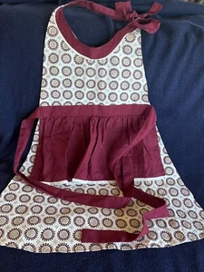 Threshold 100 % Baumwolle Cranberry hellbraun & creme volle Länge Schürze - 31,5 Zoll  - Bild 1 von 9