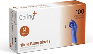 Caring Nitrile Exam Gloves, Blue, Powder-Free, Disposable Gloves for Medical Car - Picture 1 of 13