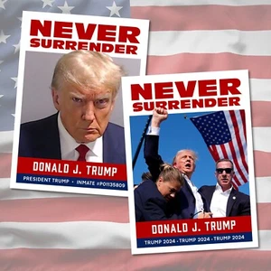 PACK de 2 tarjetas personalizadas de tiro con taza de Donald Trump 2024 Never Surrender MAGA - Imagen 1 de 9