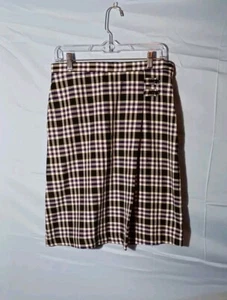 Lands End Teen Size 4 Black White Plaid Uniform Skirt Rayon Blend - Picture 1 of 8