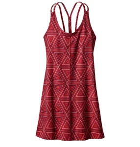 Vestido sin mangas Patagonia para mujer rojo celosía espalda geométrica corredor línea A talla M - Imagen 1 de 8