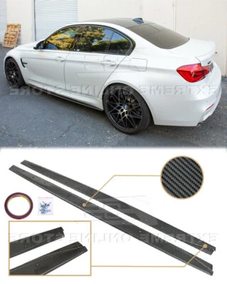 Extended CARBON FIBER Side Skirts For 14-18 BMW F80 M3 M-Performance Extension - Image 1 of 4